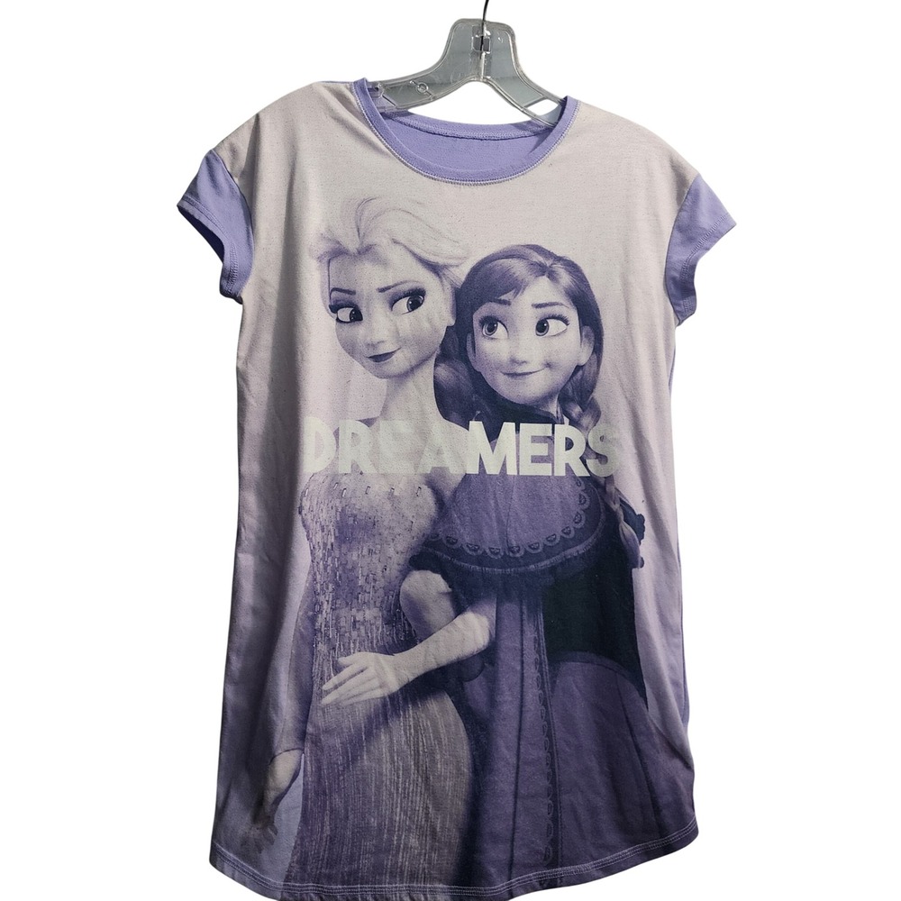 Disney Frozen Elsa Anna Graphic T Shirt Top Kids Size‎ M 8 9 Years Dreamers